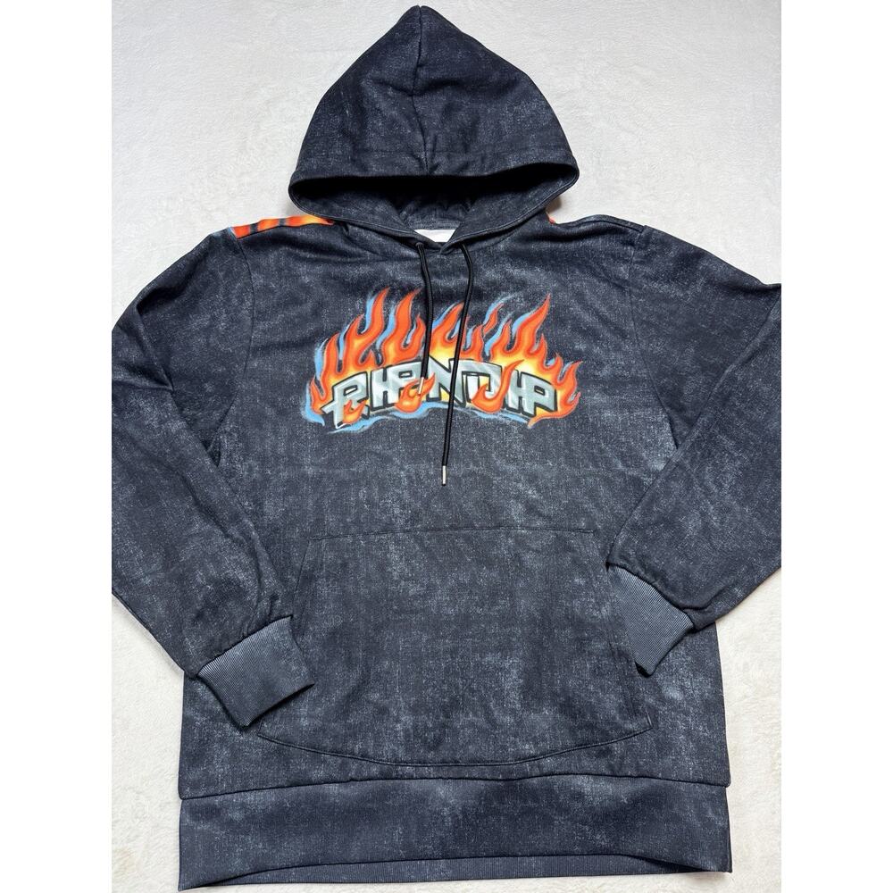 RipNDip Men Black Cat Hoodie Sweatshirt Fire All Over Print Small Pullover
